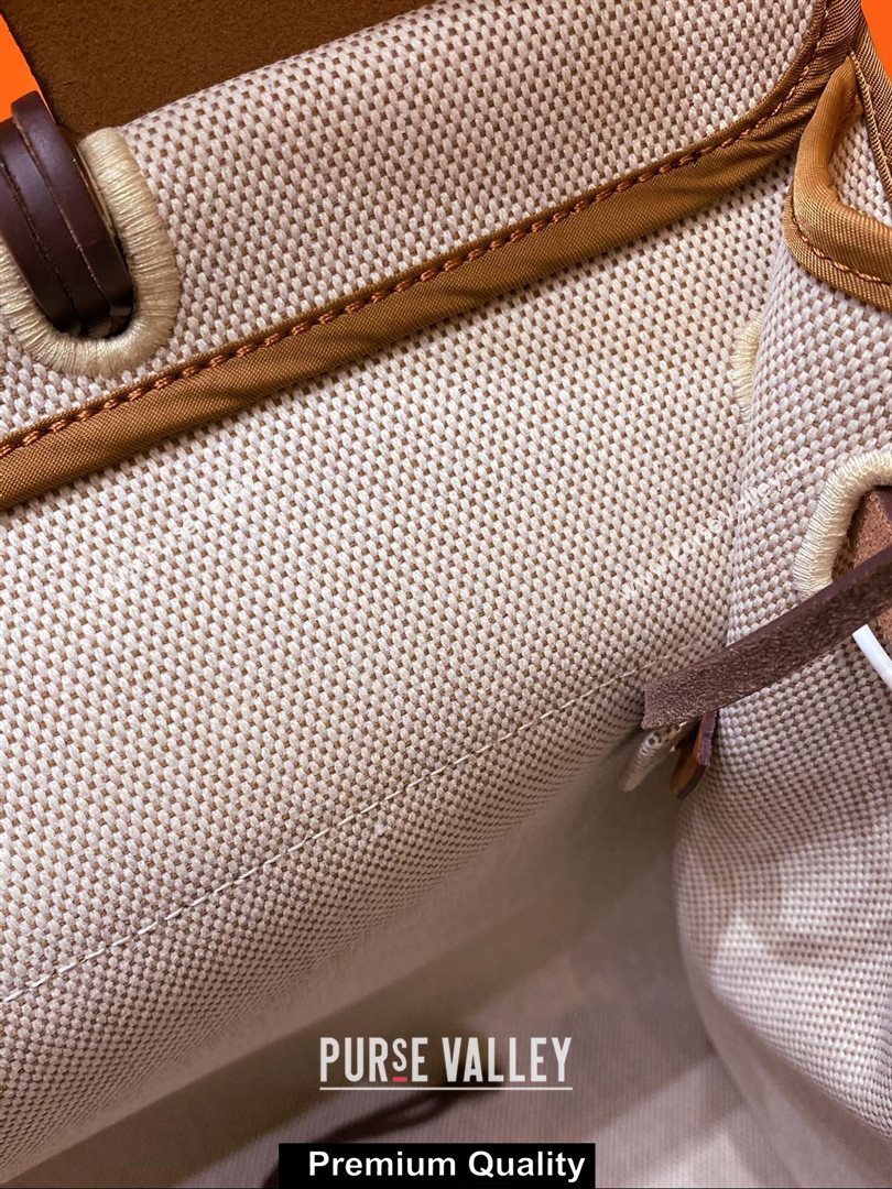 Hermes Herbag Zip 39 Bag in Original Quality Creamy with brown piping (aiyuan-6371)