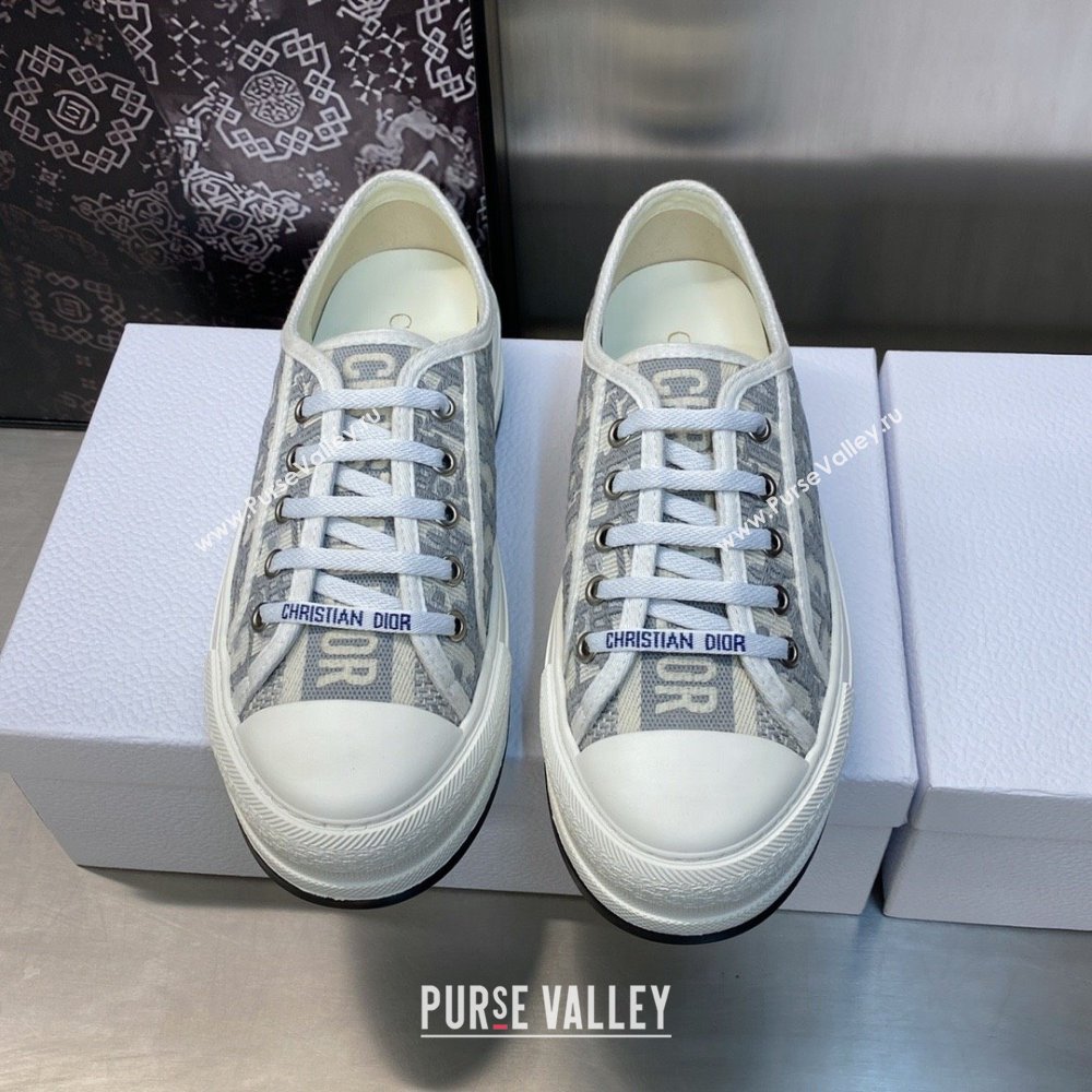 Dior gray Oblique Embroidered Cotton WalknDior Platform Sneaker 2023 (jincheng-230920-08)