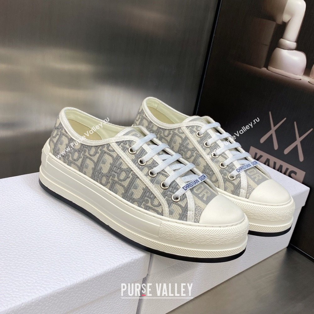 Dior gray Oblique Embroidered Cotton WalknDior Platform Sneaker 2023 (jincheng-230920-08)