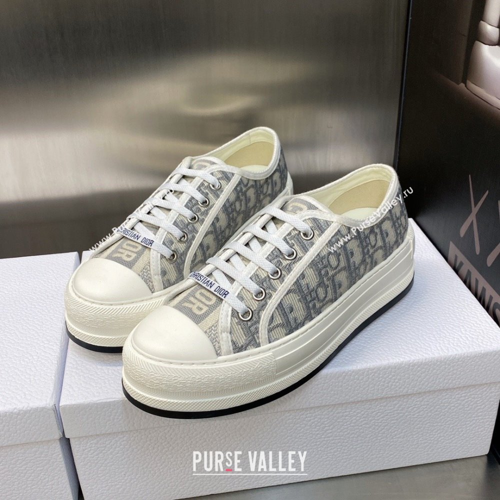 Dior gray Oblique Embroidered Cotton WalknDior Platform Sneaker 2023 (jincheng-230920-08)