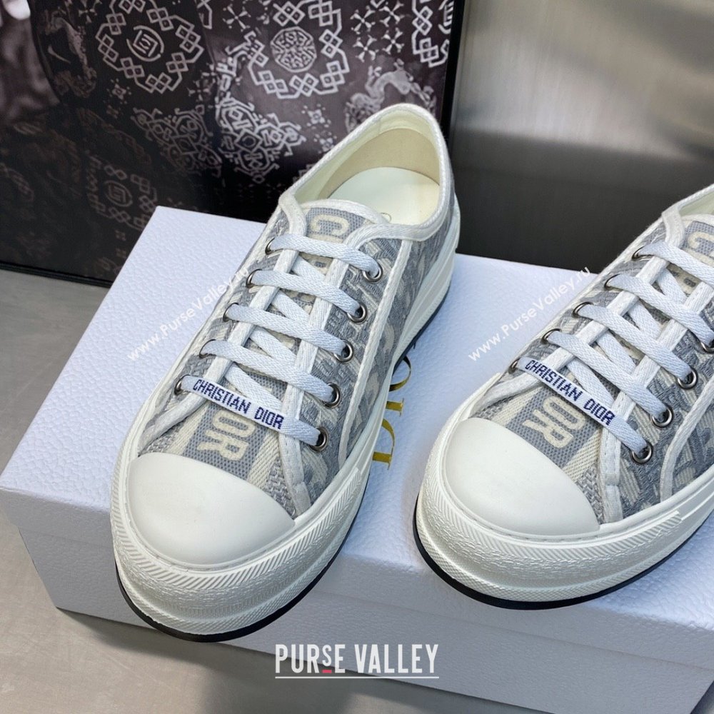 Dior gray Oblique Embroidered Cotton WalknDior Platform Sneaker 2023 (jincheng-230920-08)