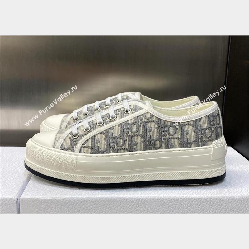 Dior gray Oblique Embroidered Cotton WalknDior Platform Sneaker 2023 (jincheng-230920-08)
