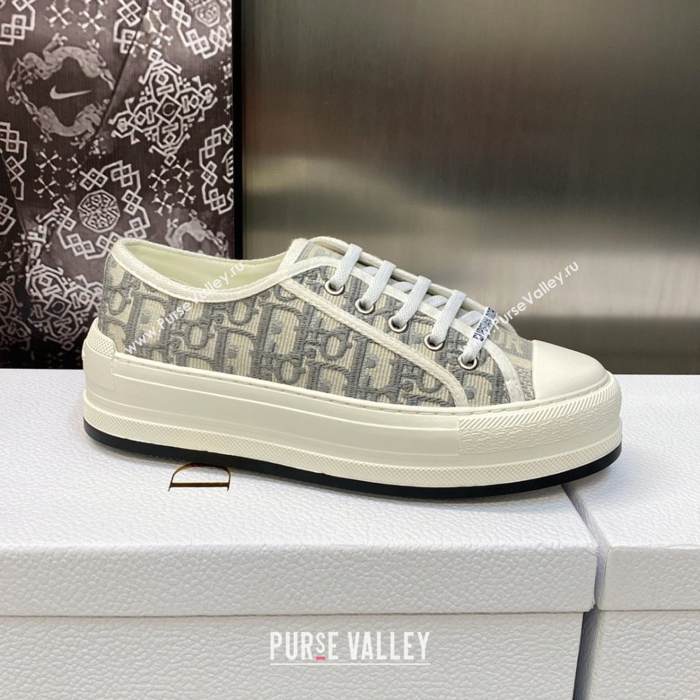 Dior gray Oblique Embroidered Cotton WalknDior Platform Sneaker 2023 (jincheng-230920-08)
