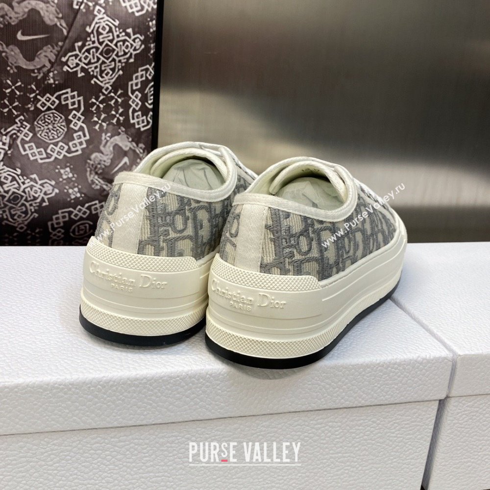 Dior gray Oblique Embroidered Cotton WalknDior Platform Sneaker 2023 (jincheng-230920-08)