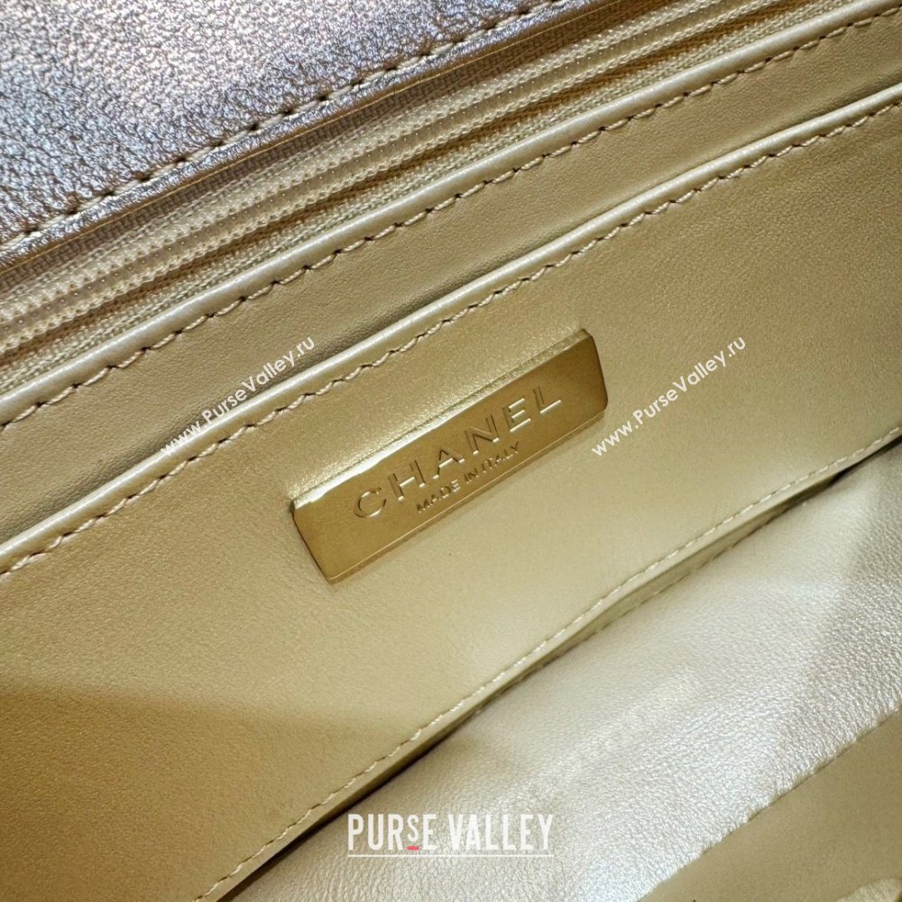 chanel Metallic Mirror Calfskin Metallic Lambskin Gold-Tone Metal Mini Flap Bag Star Coin Purse AS4646 light gold 2024 (JIYUAN-2