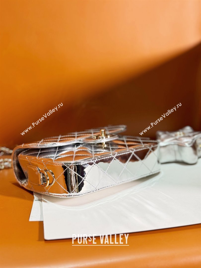 chanel Metallic Mirror Calfskin Metallic Lambskin Gold-Tone Metal Mini Flap Bag Star Coin Purse AS4646 silver 2024 (JIYUAN-23122