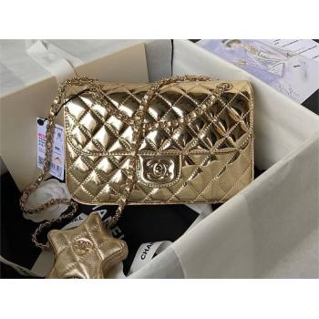 chanel Metallic Mirror Calfskin, Metallic Lambskin Gold-Tone Metal gold Flap Bag Star Coin Purse AS4649 2024 (jiyuan-231128-10)