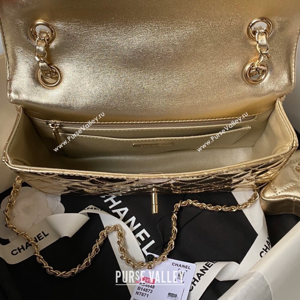 chanel Metallic Mirror Calfskin, Metallic Lambskin Gold-Tone Metal gold Flap Bag Star Coin Purse AS4649 2024 (jiyuan-231128-10)