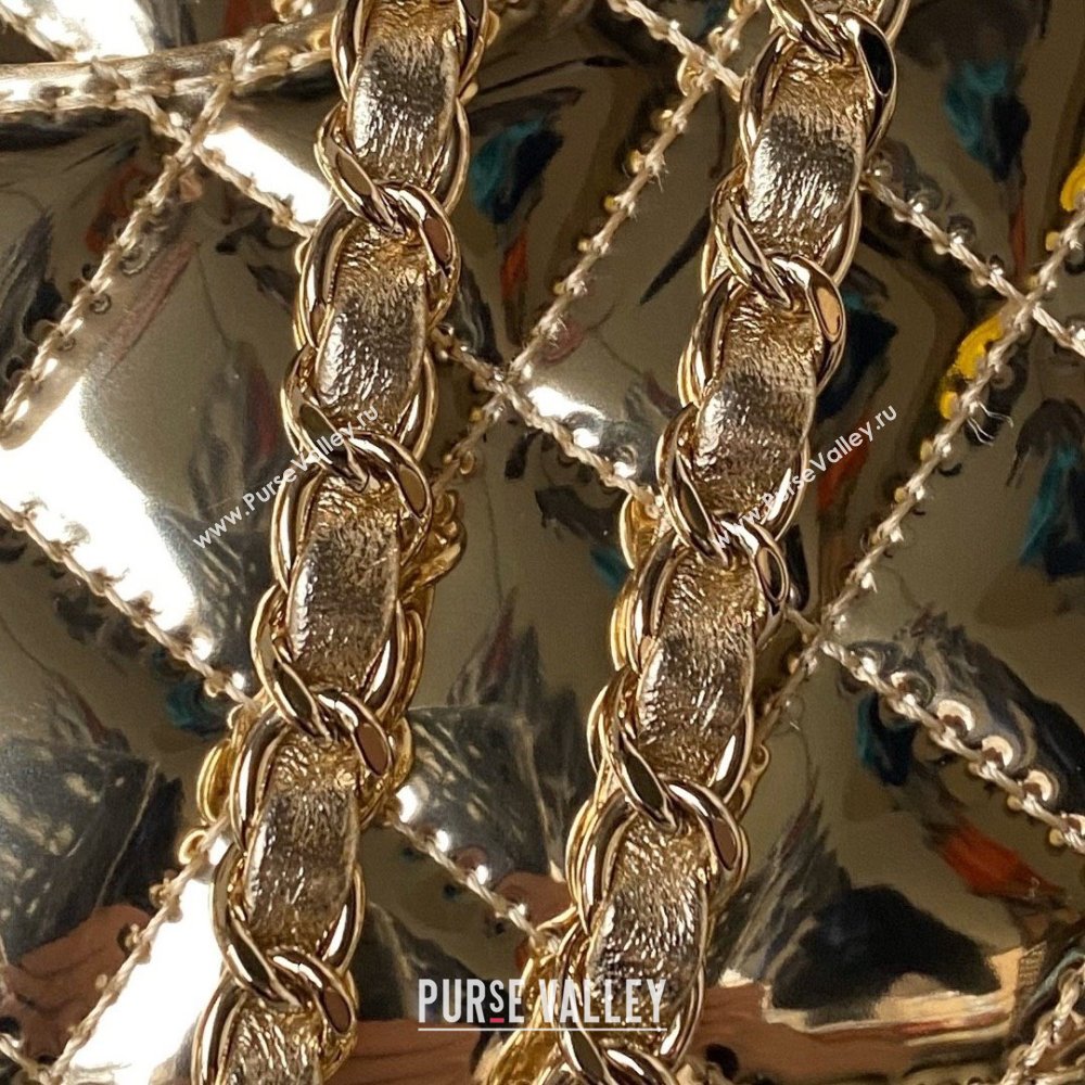 chanel Metallic Mirror Calfskin, Metallic Lambskin Gold-Tone Metal gold Flap Bag Star Coin Purse AS4649 2024 (jiyuan-231128-10)