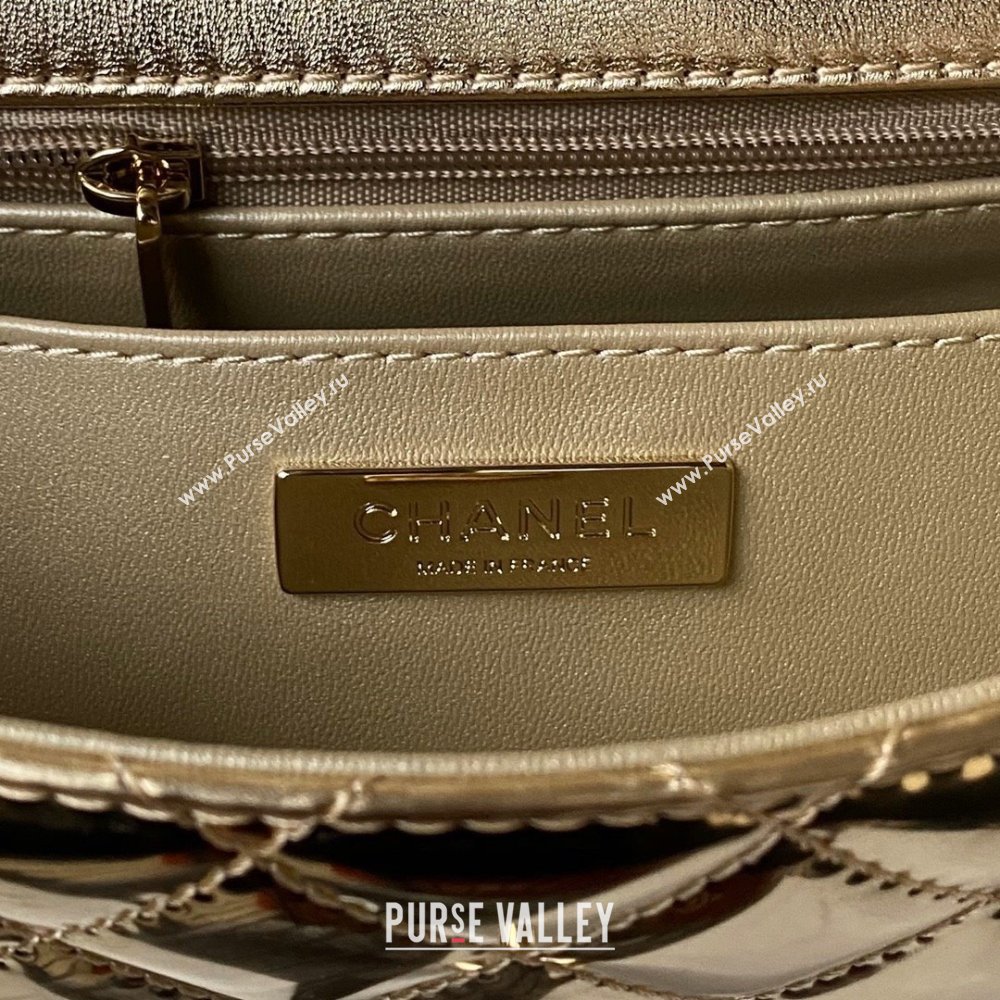 chanel Metallic Mirror Calfskin, Metallic Lambskin Gold-Tone Metal gold Flap Bag Star Coin Purse AS4649 2024 (jiyuan-231128-10)