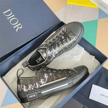 Dior Black and White Dior Oblique Canvas with Black Calfskin B23 Low-Top Sneaker 2023 (guoran-230920-07)