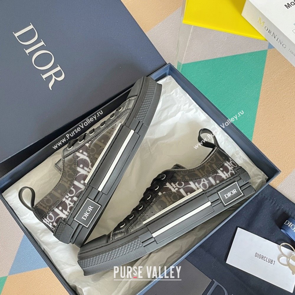 Dior Black and White Dior Oblique Canvas with Black Calfskin B23 Low-Top Sneaker 2023 (guoran-230920-07)
