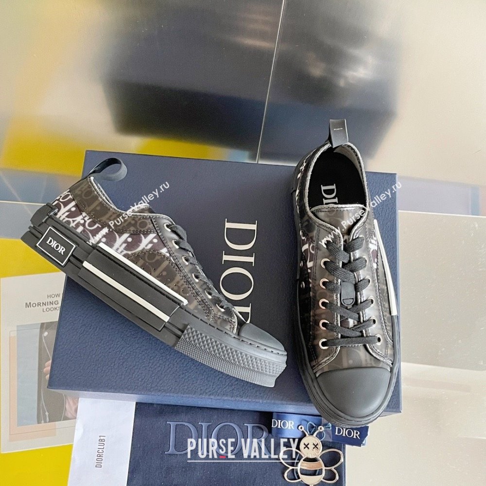 Dior Black and White Dior Oblique Canvas with Black Calfskin B23 Low-Top Sneaker 2023 (guoran-230920-07)