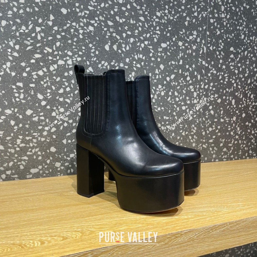 VALENTINO GARAVANI CLUB PLATFORM ANKLE BOOT IN CALFSKIN LEATHER 125MM black (hongyang-221114-06)