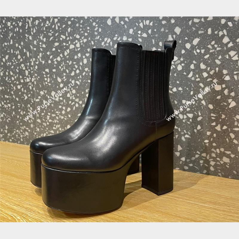 VALENTINO GARAVANI CLUB PLATFORM ANKLE BOOT IN CALFSKIN LEATHER 125MM black (hongyang-221114-06)