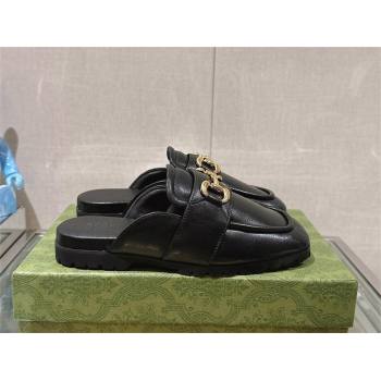 Gucci Womens Horsebit loafer slipper 771096 black 2024 (gez-231222-02)