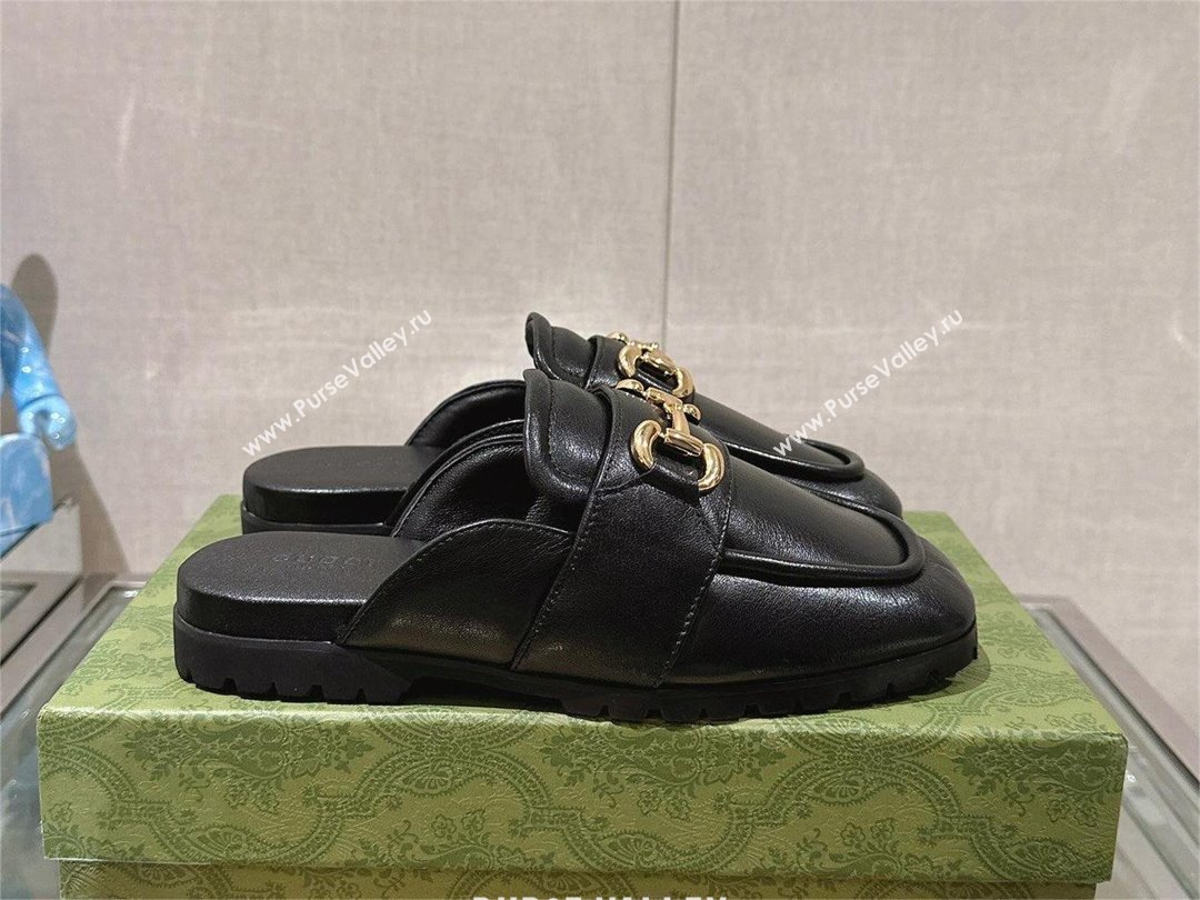 Gucci Womens Horsebit loafer slipper 771096 black 2024 (gez-231222-02)