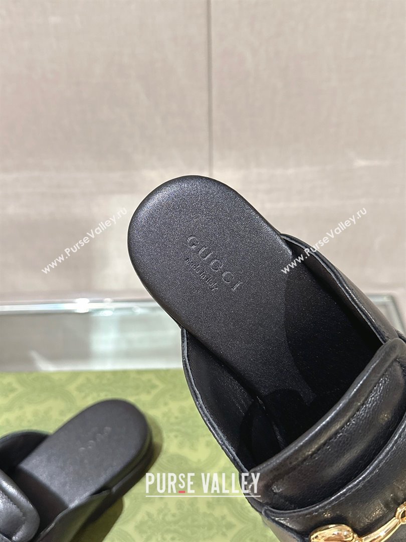 Gucci Womens Horsebit loafer slipper 771096 black 2024 (gez-231222-02)