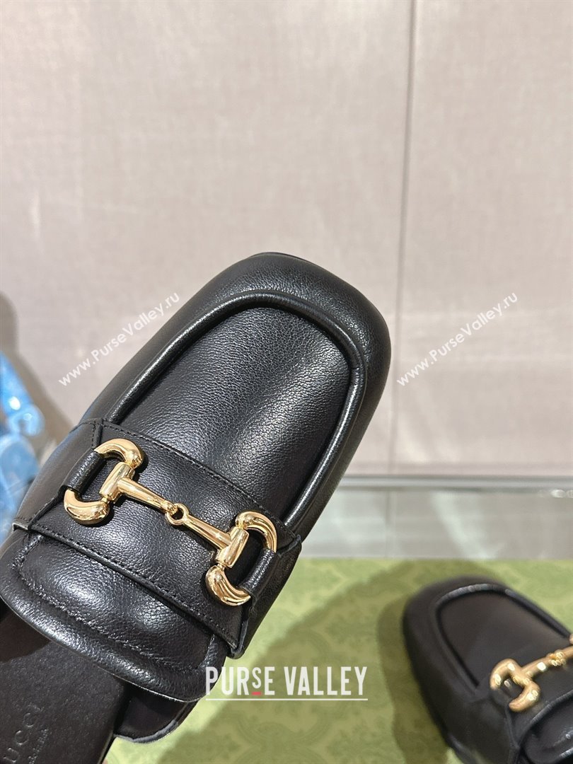 Gucci Womens Horsebit loafer slipper 771096 black 2024 (gez-231222-02)