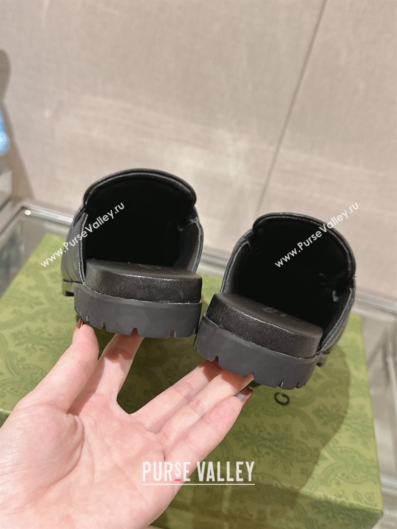 Gucci Womens Horsebit loafer slipper 771096 black 2024 (gez-231222-02)