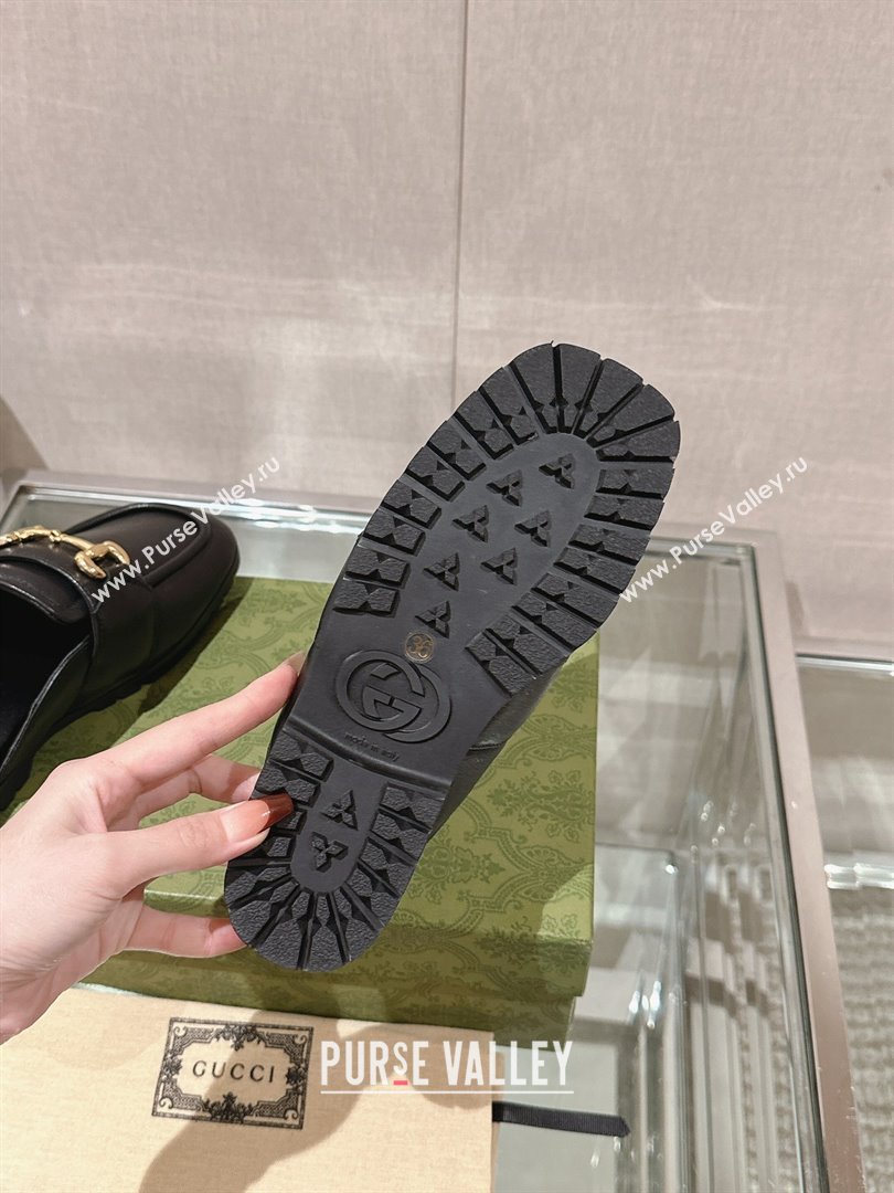 Gucci Womens Horsebit loafer slipper 771096 black 2024 (gez-231222-02)