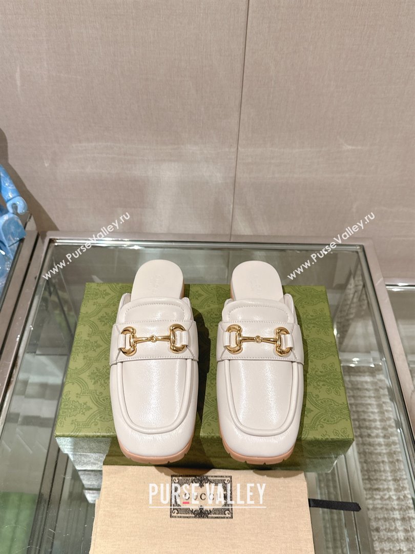 Gucci Womens Horsebit loafer slipper 771096 White 2024 (gez-231222-01)