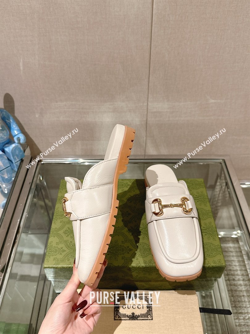 Gucci Womens Horsebit loafer slipper 771096 White 2024 (gez-231222-01)