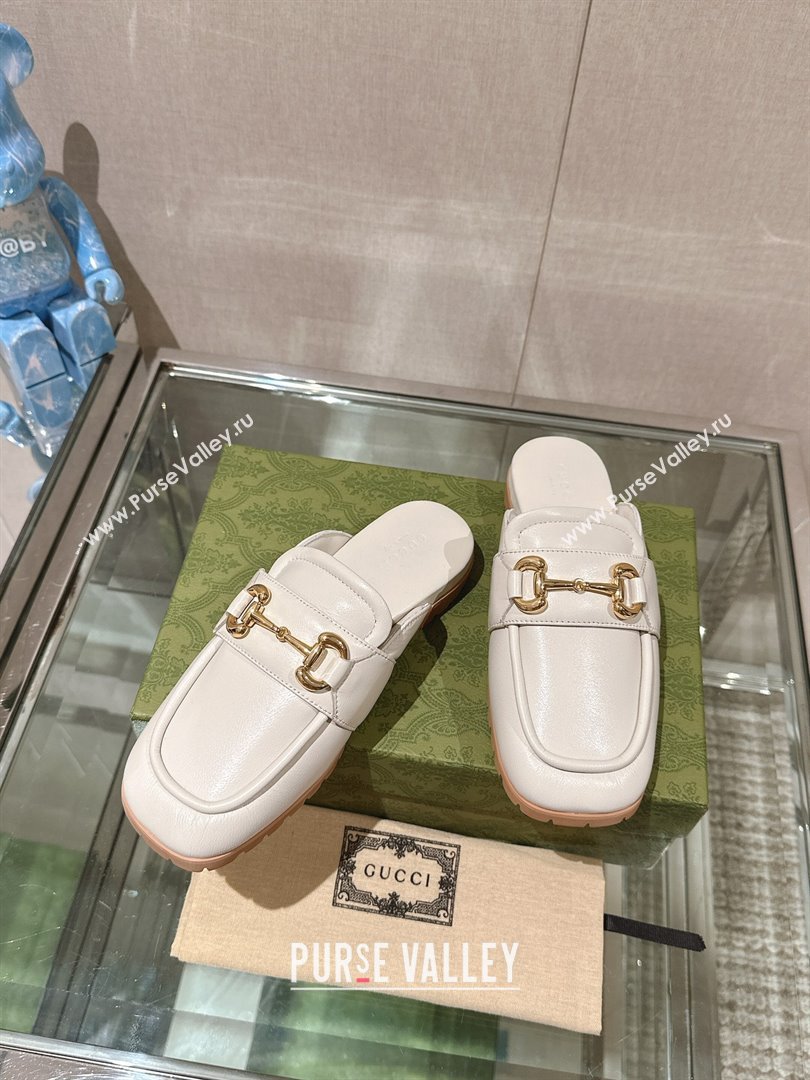 Gucci Womens Horsebit loafer slipper 771096 White 2024 (gez-231222-01)