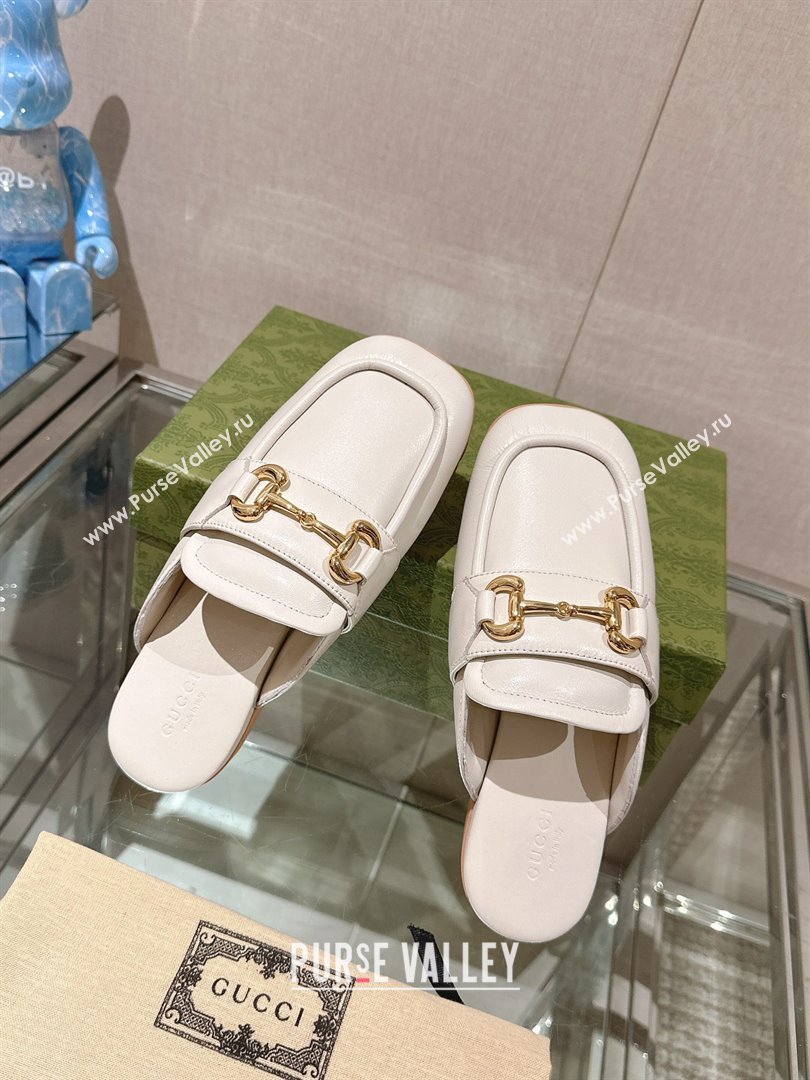 Gucci Womens Horsebit loafer slipper 771096 White 2024 (gez-231222-01)