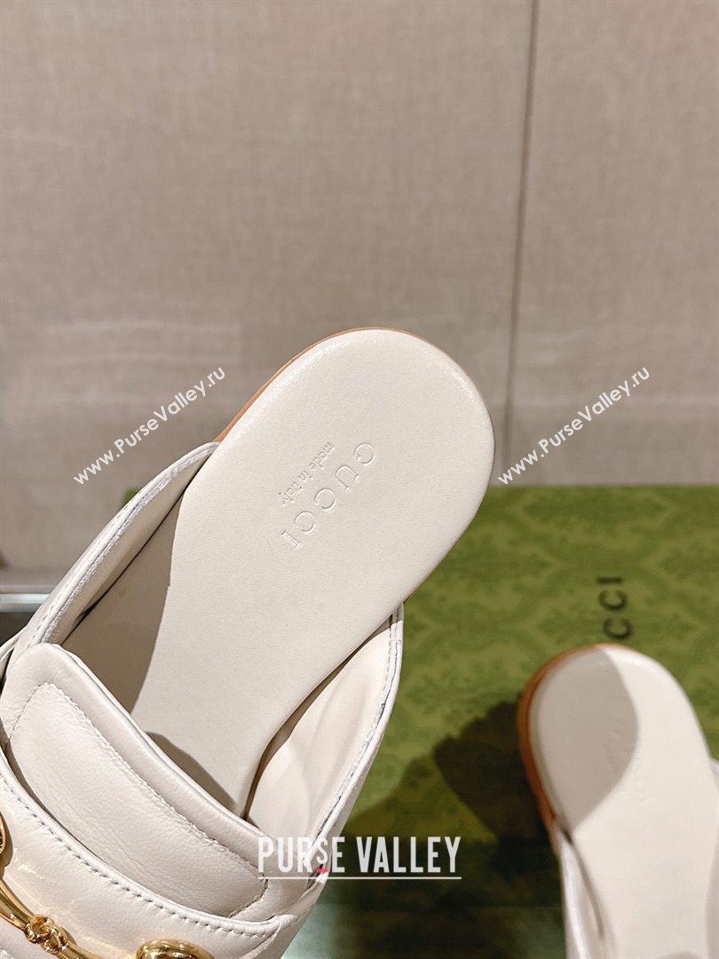 Gucci Womens Horsebit loafer slipper 771096 White 2024 (gez-231222-01)