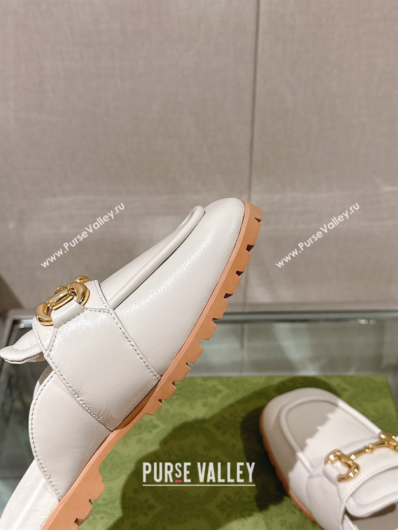 Gucci Womens Horsebit loafer slipper 771096 White 2024 (gez-231222-01)
