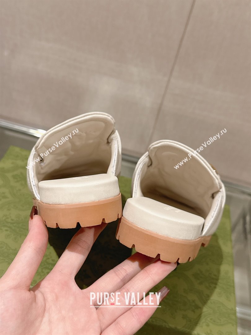 Gucci Womens Horsebit loafer slipper 771096 White 2024 (gez-231222-01)