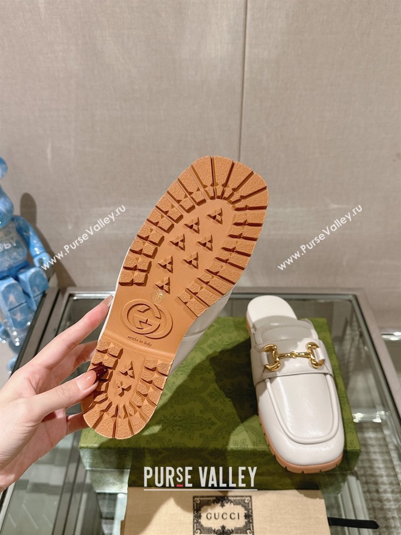 Gucci Womens Horsebit loafer slipper 771096 White 2024 (gez-231222-01)