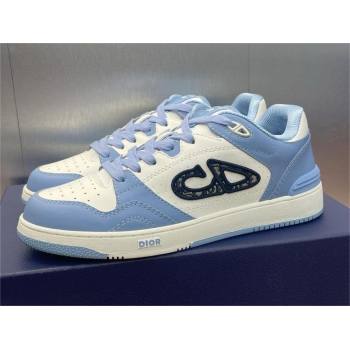 Dior Light Blue and White Smooth Calfskin B57 Low-Top Sneaker 2024 (jincheng-240424-01)