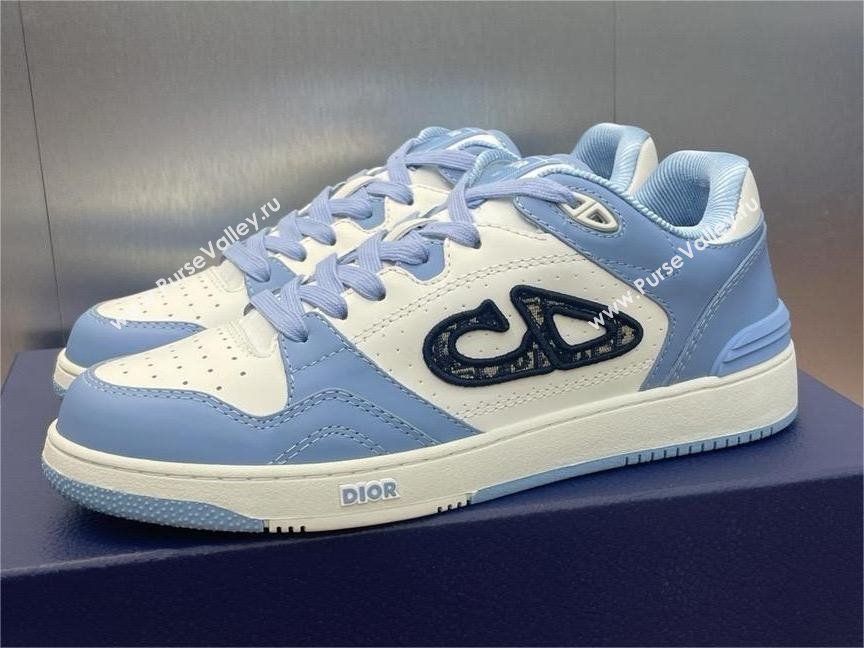 Dior Light Blue and White Smooth Calfskin B57 Low-Top Sneaker 2024 (jincheng-240424-01)