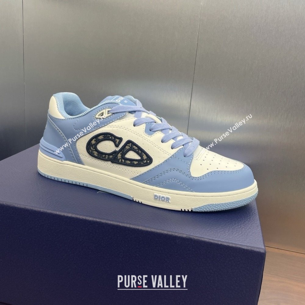 Dior Light Blue and White Smooth Calfskin B57 Low-Top Sneaker 2024 (jincheng-240424-01)