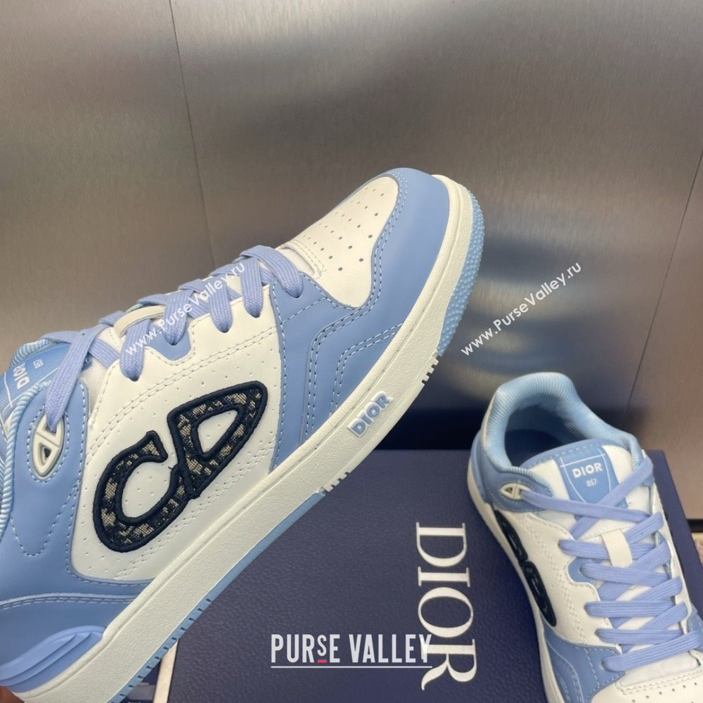 Dior Light Blue and White Smooth Calfskin B57 Low-Top Sneaker 2024 (jincheng-240424-01)