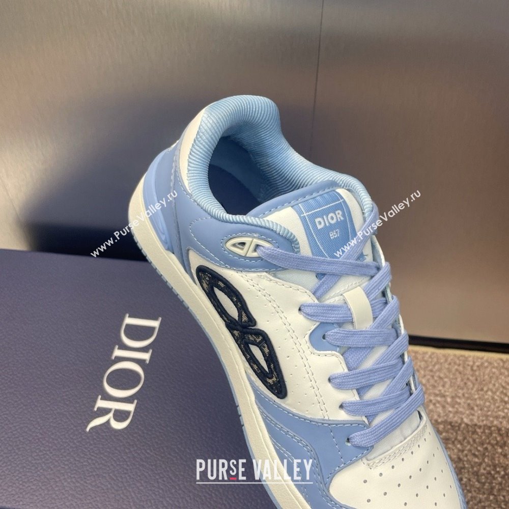 Dior Light Blue and White Smooth Calfskin B57 Low-Top Sneaker 2024 (jincheng-240424-01)