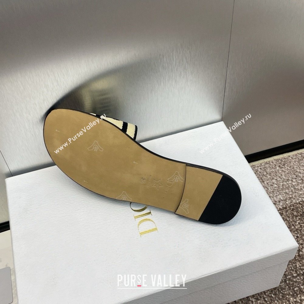 Dior Natural Raffia and Black Embroidered Cotton Dway Slide 2024 (modeng-240424-02)