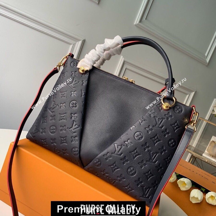 LOUIS VUITTON V TOTE MM MONOGRAM EMPREINTE M44397 BLACK WITH ROSY PIPING (KIKI-5637)