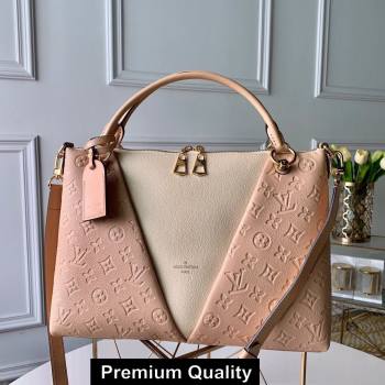 LOUIS VUITTON V TOTE MM MONOGRAM EMPREINTE M44422 PINK/BEIGE (KIKI-4127)