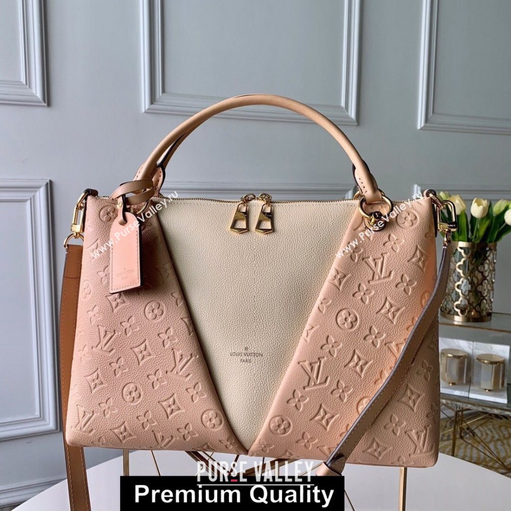 LOUIS VUITTON V TOTE MM MONOGRAM EMPREINTE M44422 PINK/BEIGE (KIKI-4127)