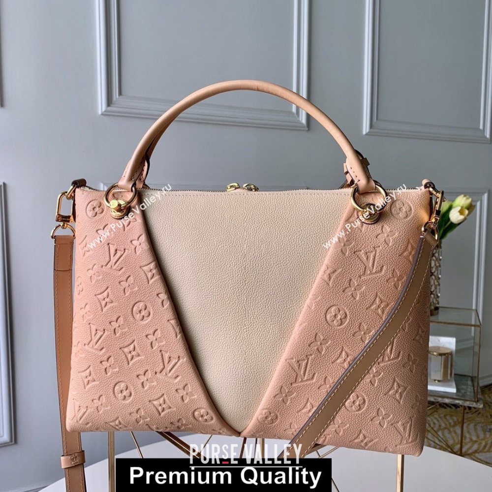 LOUIS VUITTON V TOTE MM MONOGRAM EMPREINTE M44422 PINK/BEIGE (KIKI-4127)