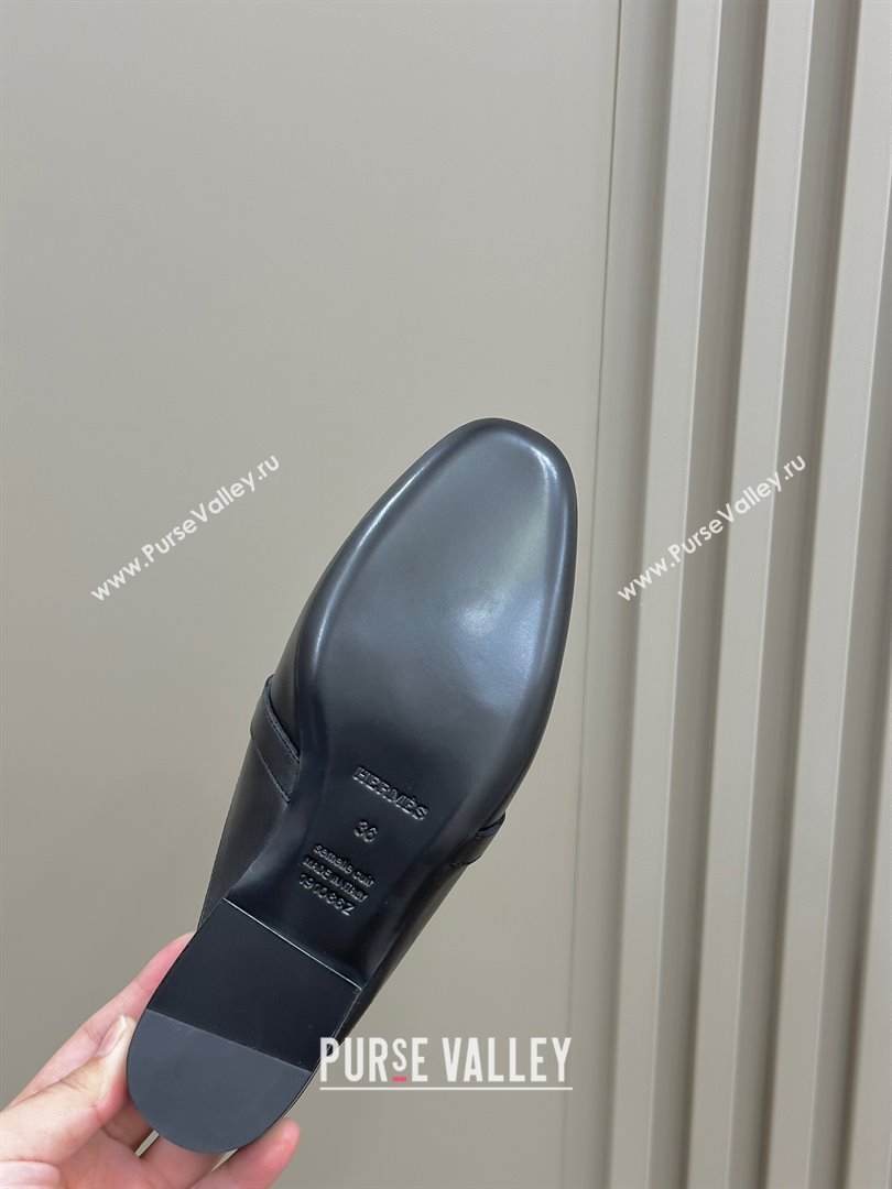 Hermes Women Rivoli Mule Mule in Calfskin with Fringe Detail black 2023 (ssxy-231222-05)