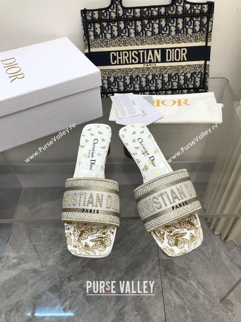 Dior white and golden Gradient Butterflies Dway Heeled Slide 2024 (jincheng-240424-03)