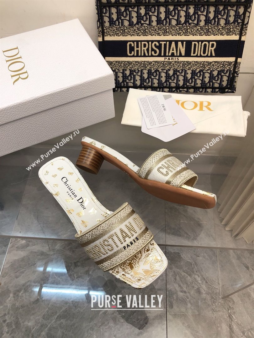 Dior white and golden Gradient Butterflies Dway Heeled Slide 2024 (jincheng-240424-03)