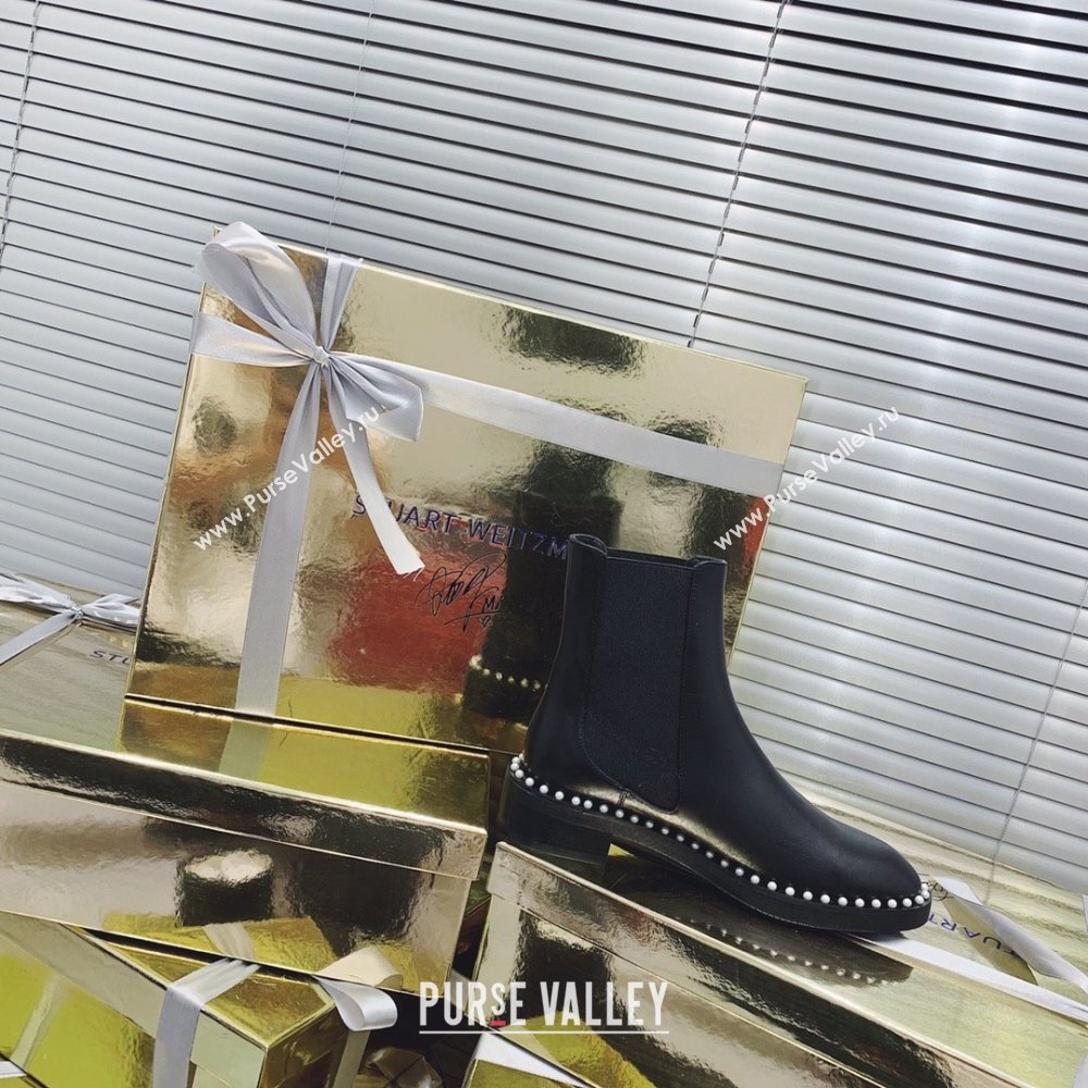 Stuart Weitzman CLINE Bootie Black IN CALFSKIN (jincheng-231013-02)