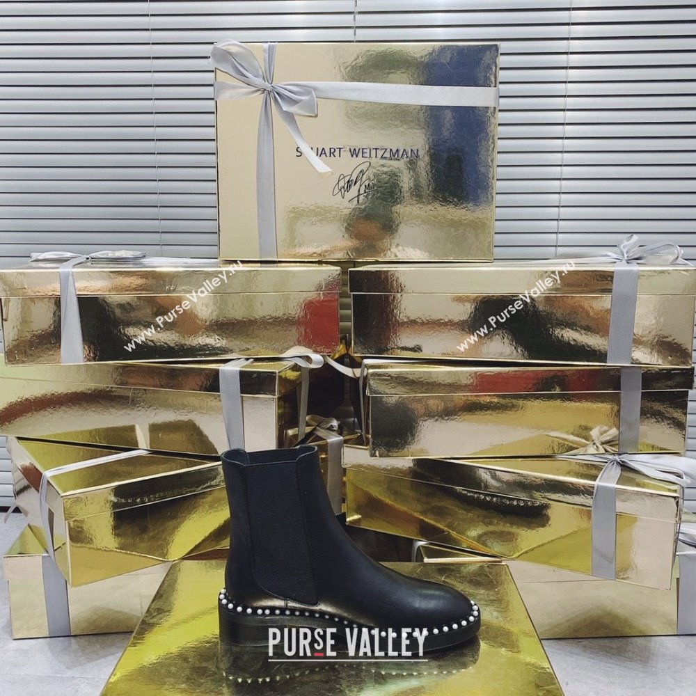 Stuart Weitzman CLINE Bootie Black IN CALFSKIN (jincheng-231013-02)