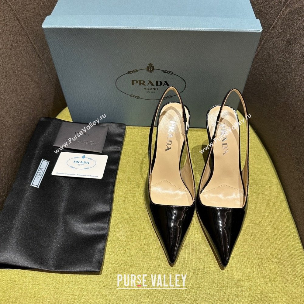 Prada Patent leather slingbacks 1I164N BLACK 2023 (kaola-231113-08)