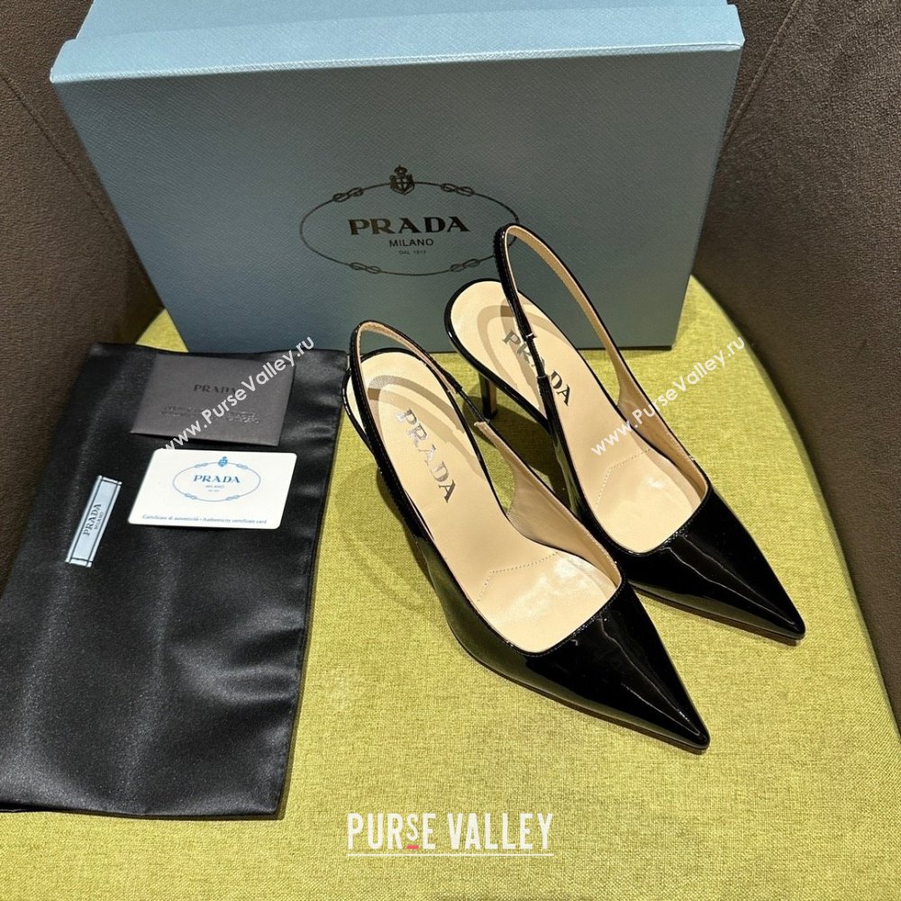 Prada Patent leather slingbacks 1I164N BLACK 2023 (kaola-231113-08)